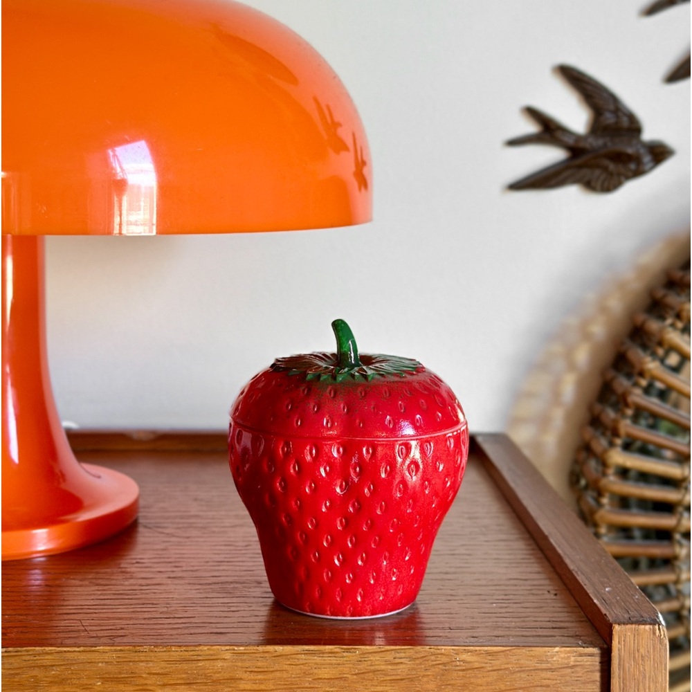 Vintage Strawberry Jam Jar Canister 4”